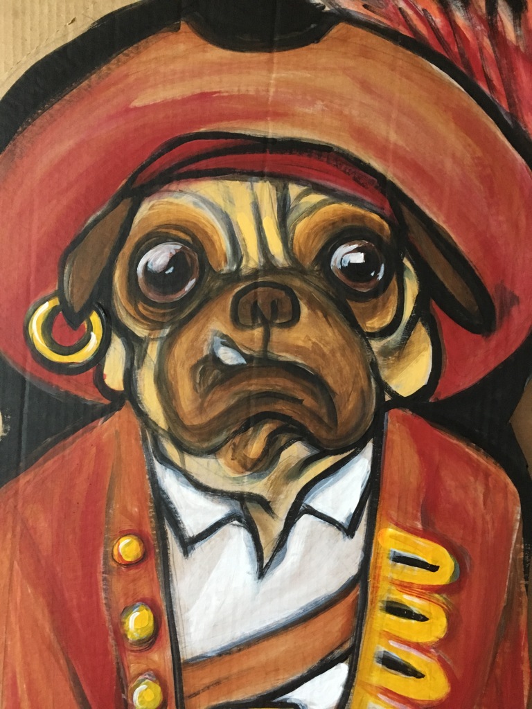 pug dressed as a pirate captain