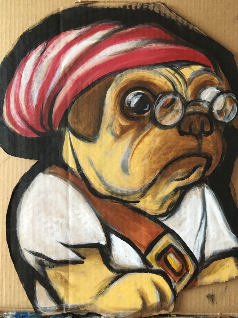 pug dressed as a first mate pirate